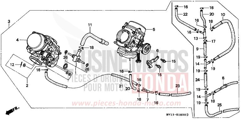 CARBURATEUR (ENS.) de Africa Twin 750 NOIR (NH1) de 1998